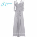 Lace Pleat Criss-Cross Mutter der Braut Kleid mit Ärmeln